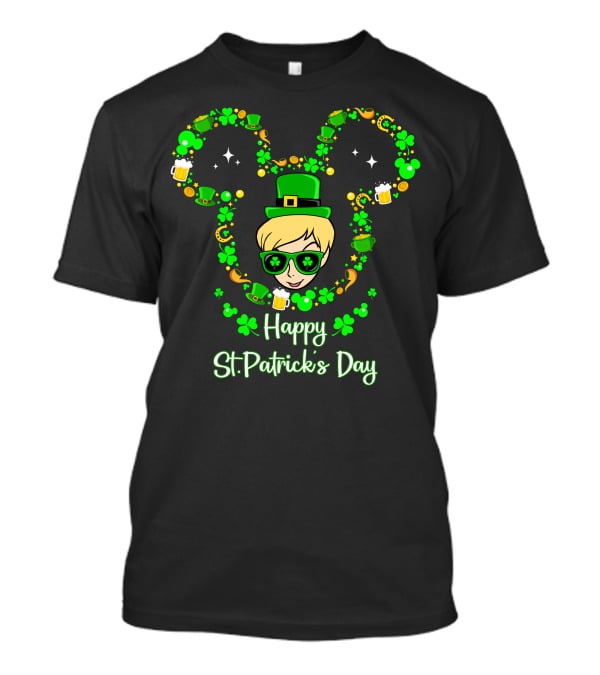 Happy St. Patrick's Day Tinkerbell In Green Hat With Shamrocks And Beers T-Shirt