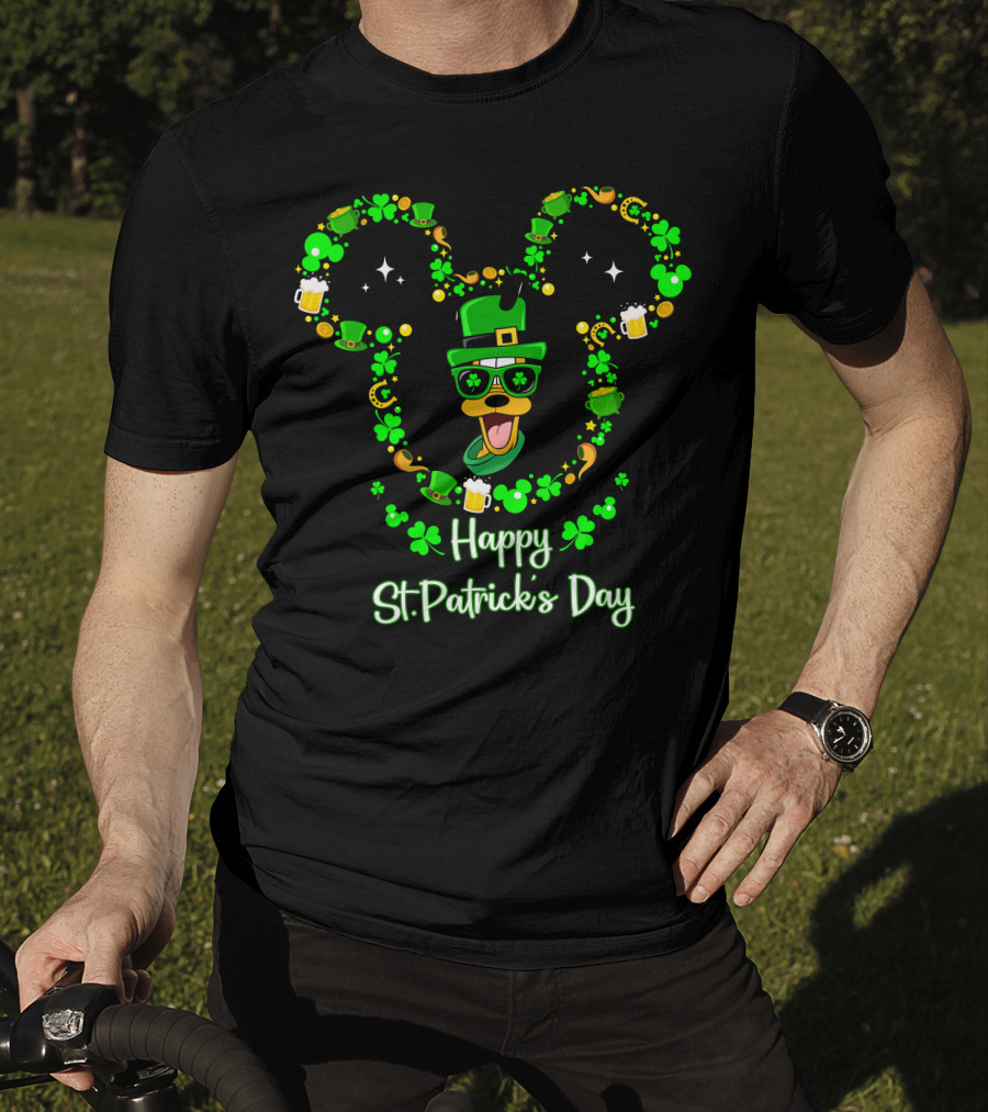 Happy St. Patrick's Day Pluto Lucky Clover Hat And Green Beer T-Shirt