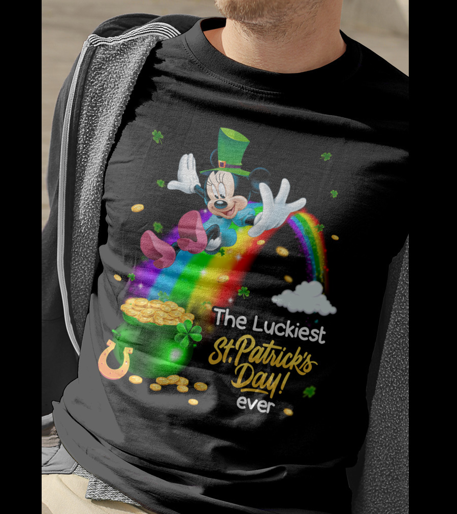 Minnie The Luckiest St. Patrick's Day Ever Rainbow Pot Of Gold T-Shirt