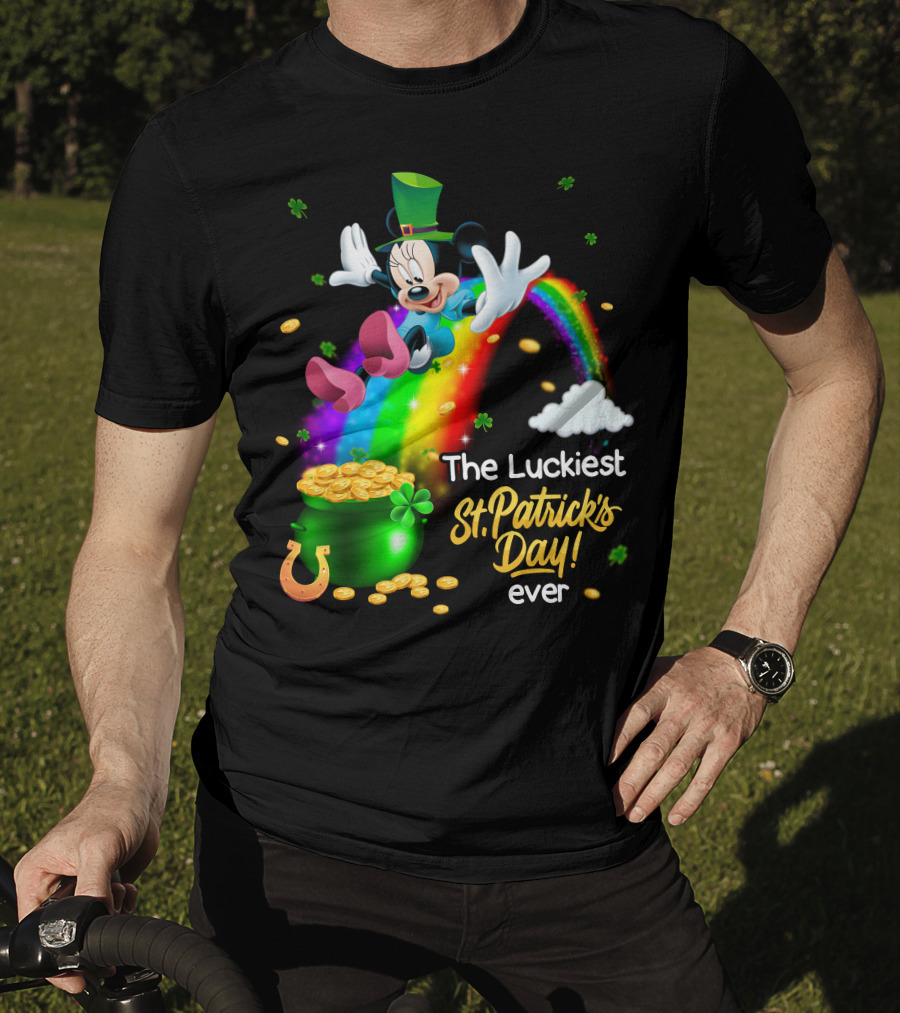 Minnie The Luckiest St. Patrick's Day Ever Rainbow Pot Of Gold T-Shirt