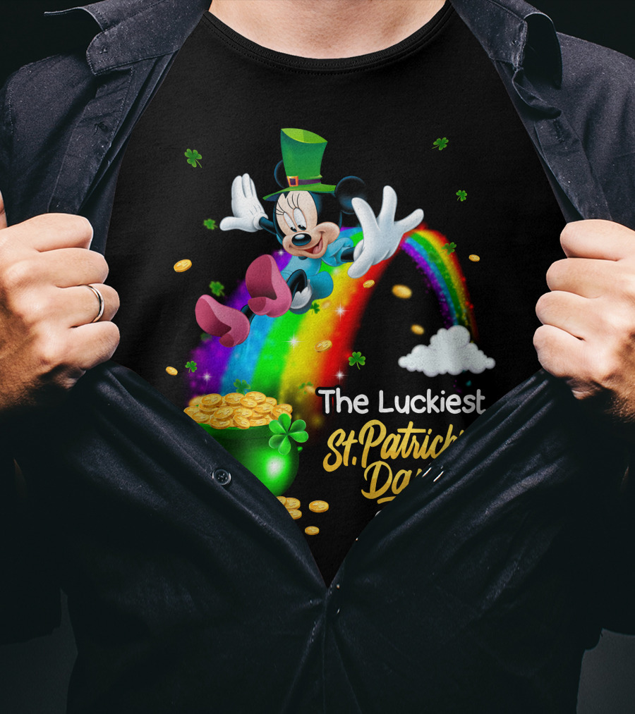 Minnie The Luckiest St. Patrick's Day Ever Rainbow Pot Of Gold T-Shirt