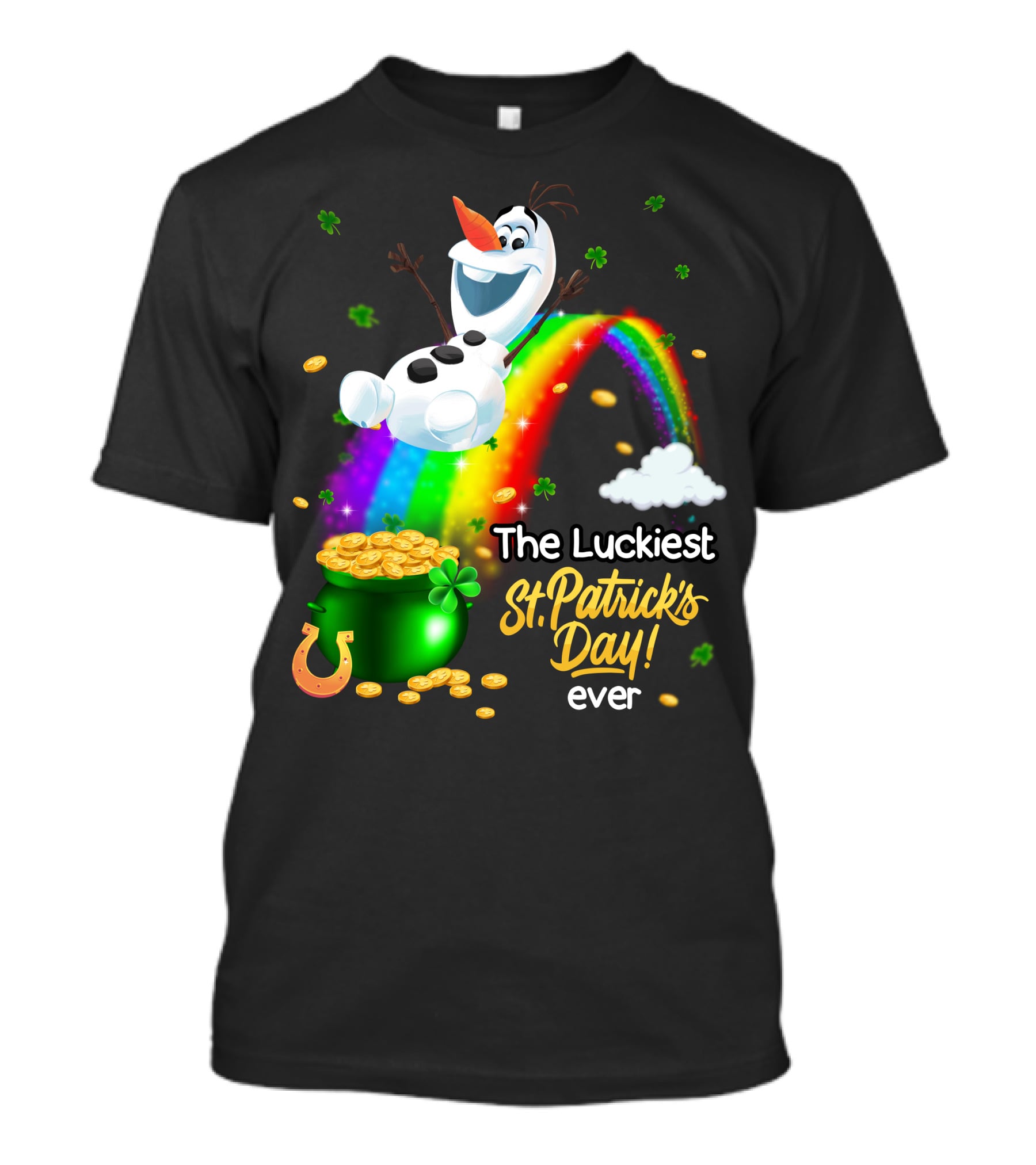The Luckiest St. Patrick's Day Ever Olaf Rainbow Pot Of Gold T-Shirt