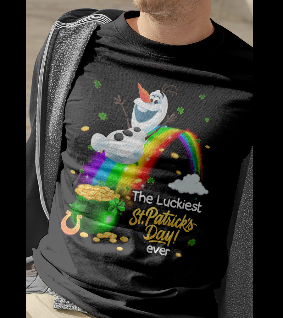 The Luckiest St. Patrick's Day Ever Olaf Rainbow Pot Of Gold T-Shirt