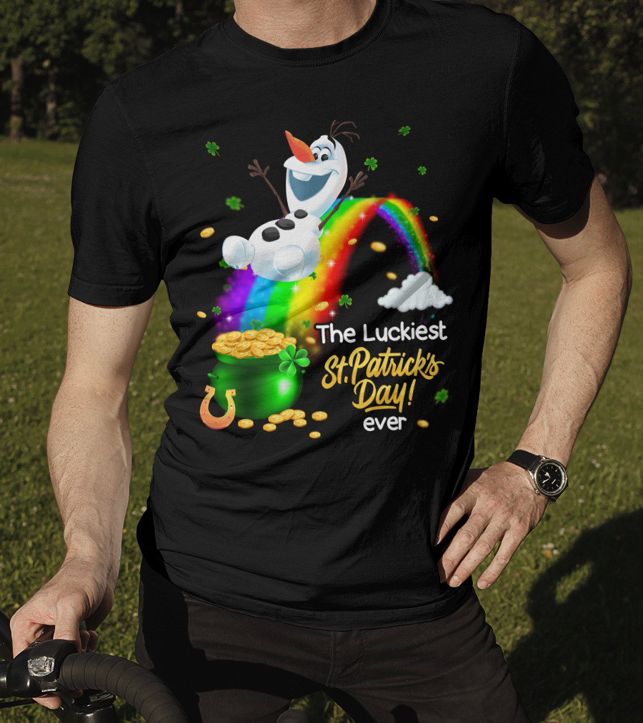 The Luckiest St. Patrick's Day Ever Olaf Rainbow Pot Of Gold T-Shirt