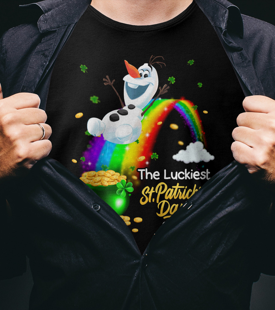 The Luckiest St. Patrick's Day Ever Olaf Rainbow Pot Of Gold T-Shirt