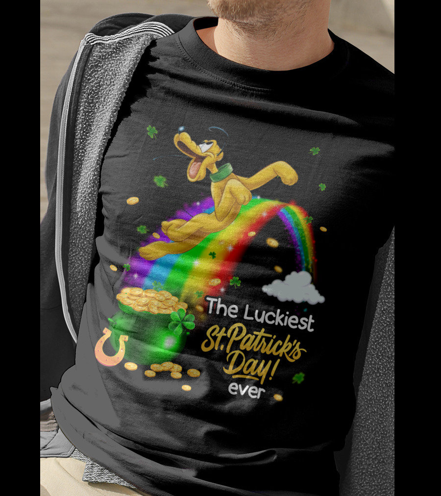 The Luckiest St. Patrick's Day Ever Pluto Rainbow Pot Of Gold T-Shirt