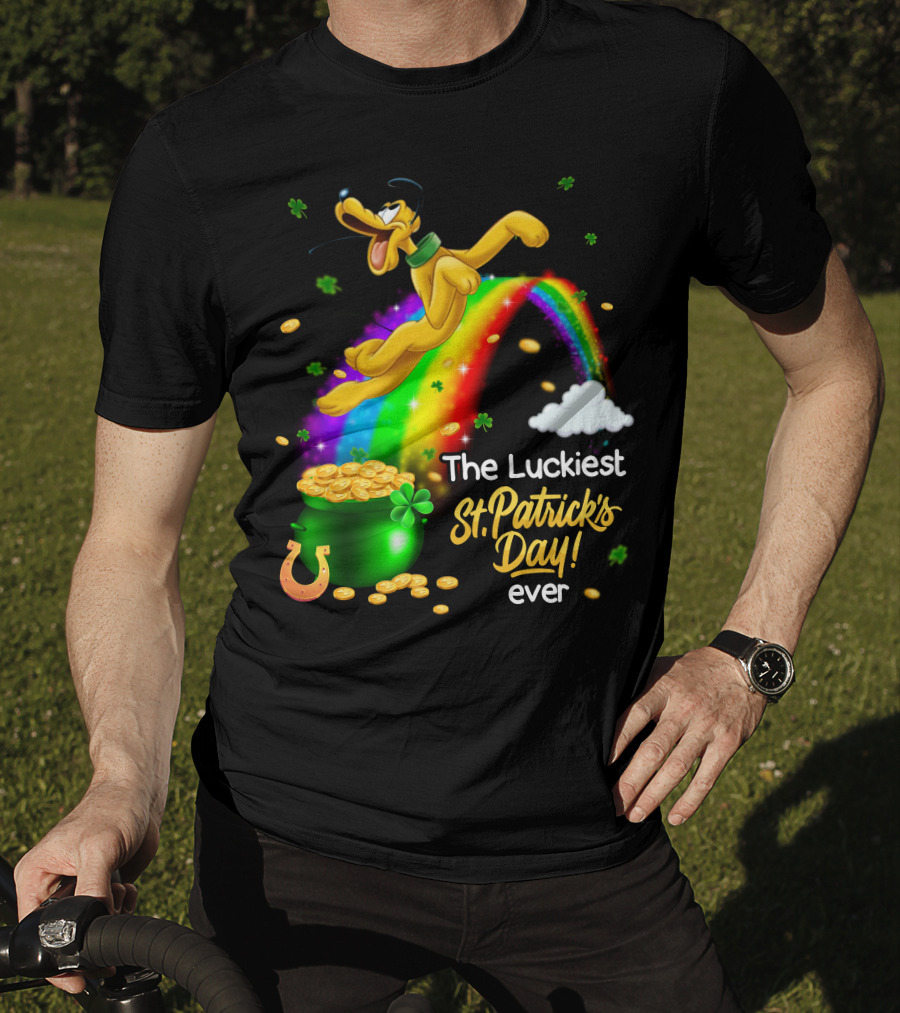The Luckiest St. Patrick's Day Ever Pluto Rainbow Pot Of Gold T-Shirt