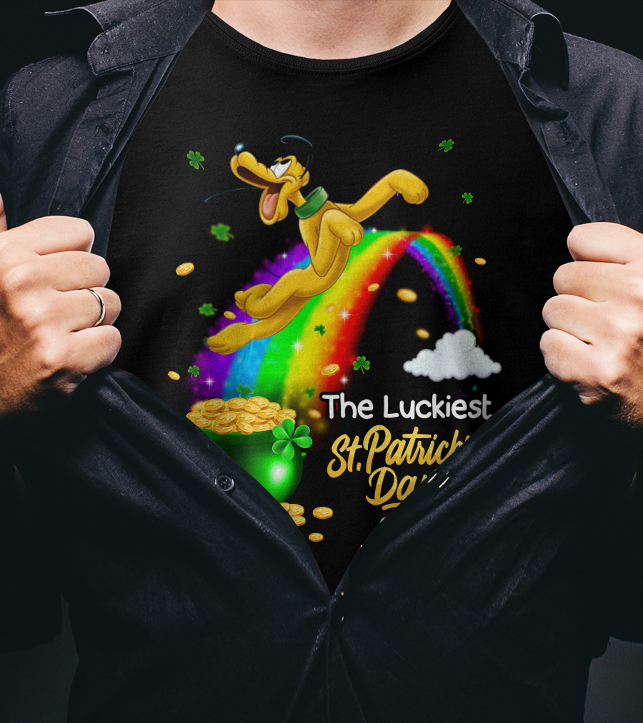 The Luckiest St. Patrick's Day Ever Pluto Rainbow Pot Of Gold T-Shirt