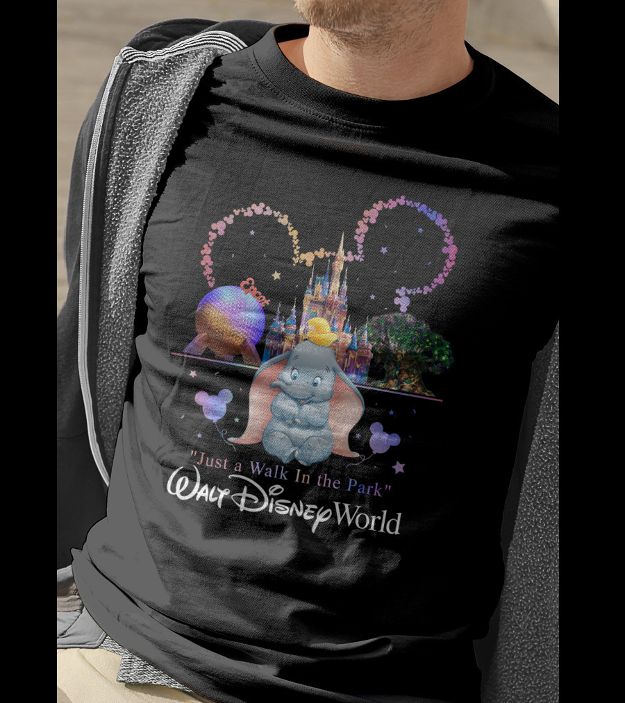 Dumbo Just A Walk In The Park Walt Disney World Epcot Magic Kingdom T-Shirt