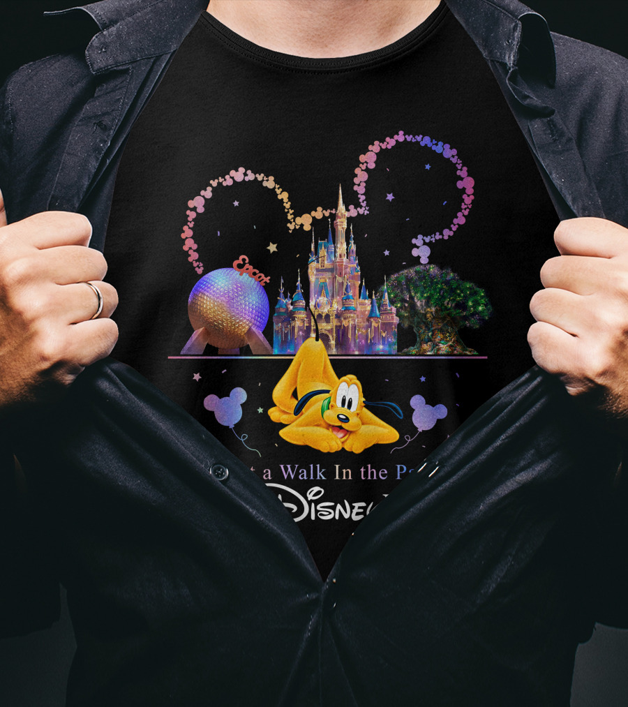 Walt Disney World Just A Walk In The Park Pluto Magic Kingdom Epcot T-Shirt