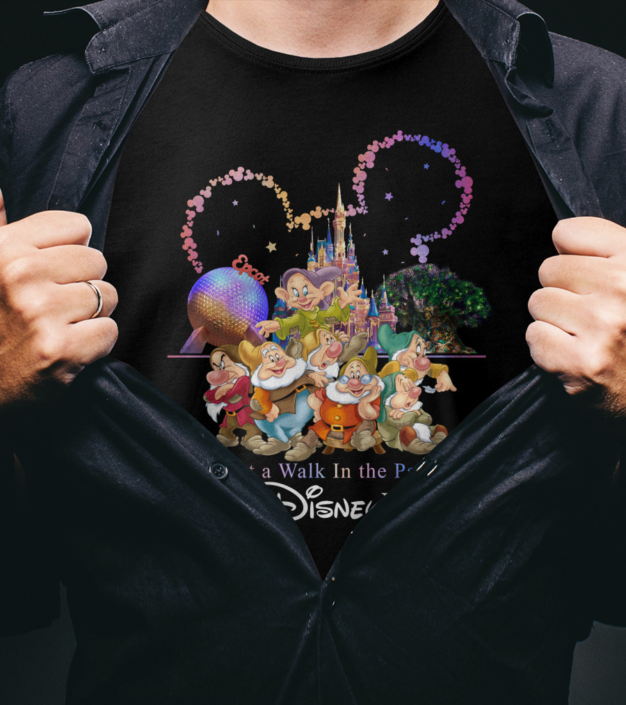 Walt Disney World 7 Dwarfs Epcot Castle Fireworks Just A Walk In The Park T-Shirt