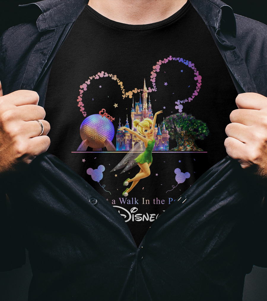 Walt Disney World Tinkerbell Just A Walk In The Park Epcot Magic Kingdom T-Shirt