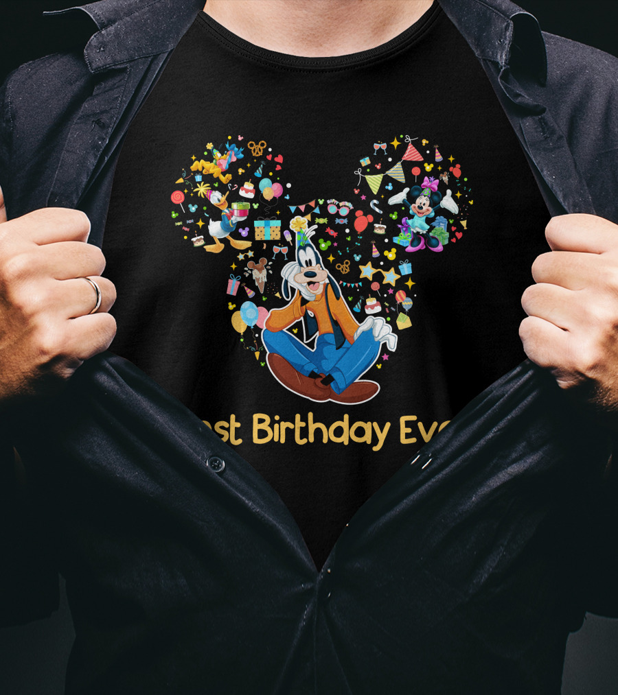 Best Birthday Ever Goofy Minnie Mickey Ears Celebration T-Shirt