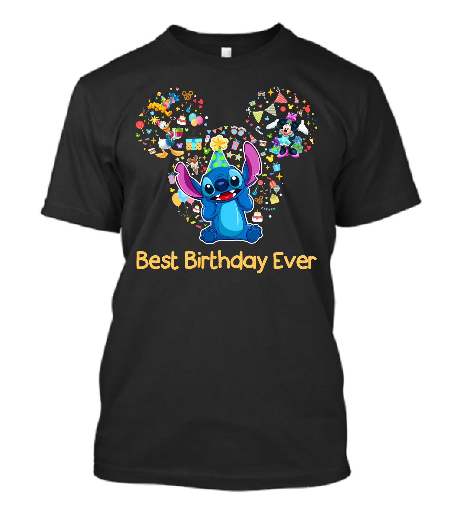 Stitch Best Birthday Ever Disney Celebration With Mickey Minnie Party Hat T-Shirt