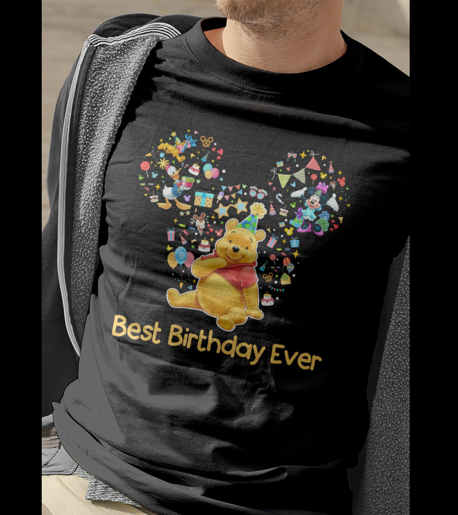 Best Birthday Ever Winnie The Pooh Mickey Ears Celebration T-Shirt