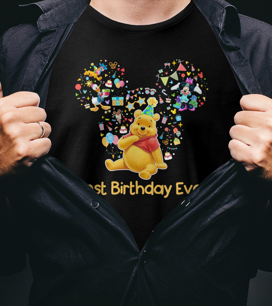 Best Birthday Ever Winnie The Pooh Mickey Ears Celebration T-Shirt