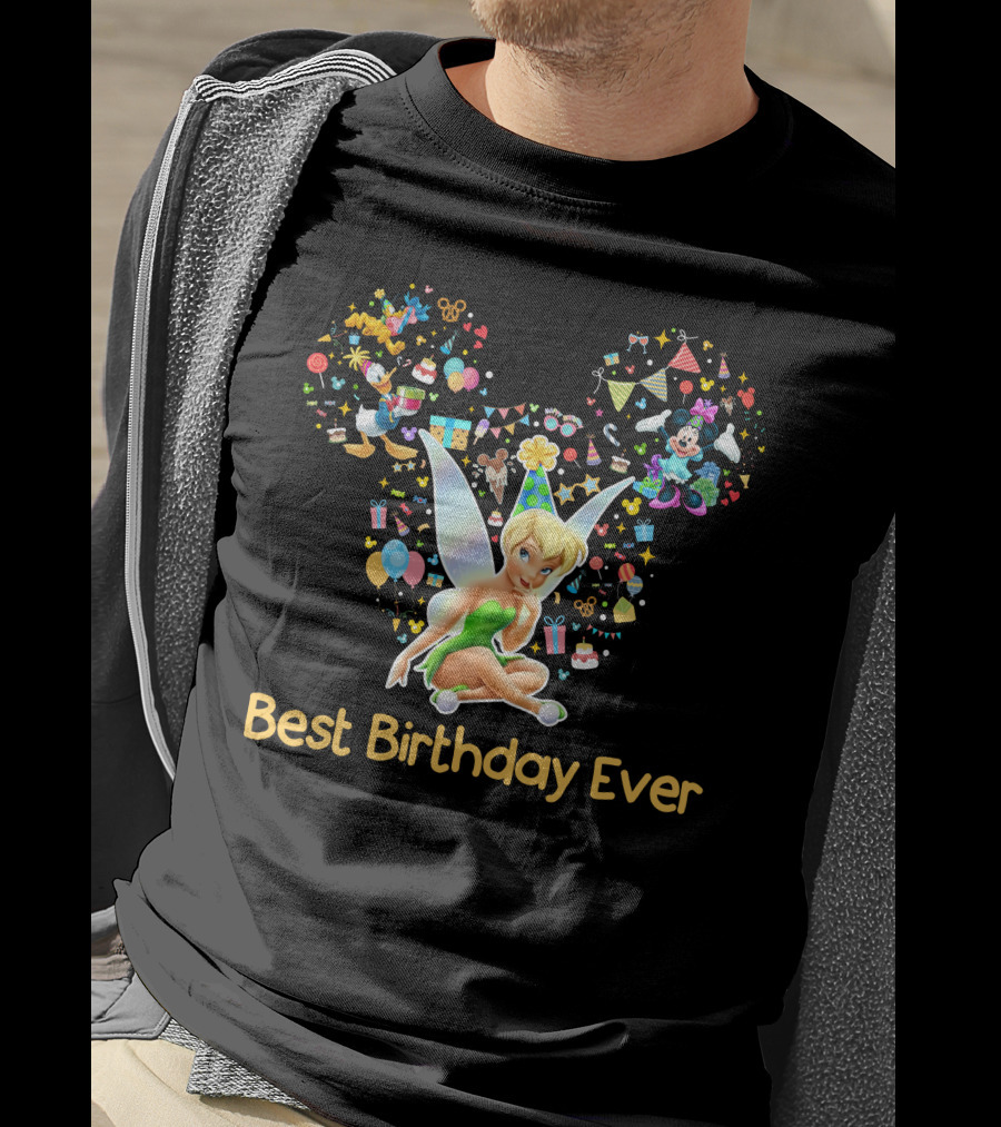 Tinkerbell Best Birthday Ever Disney Celebration Mickey Ears T-Shirt