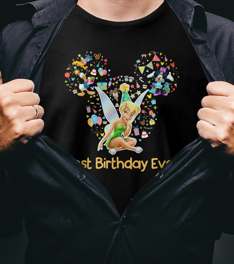 Tinkerbell Best Birthday Ever Disney Celebration Mickey Ears T-Shirt