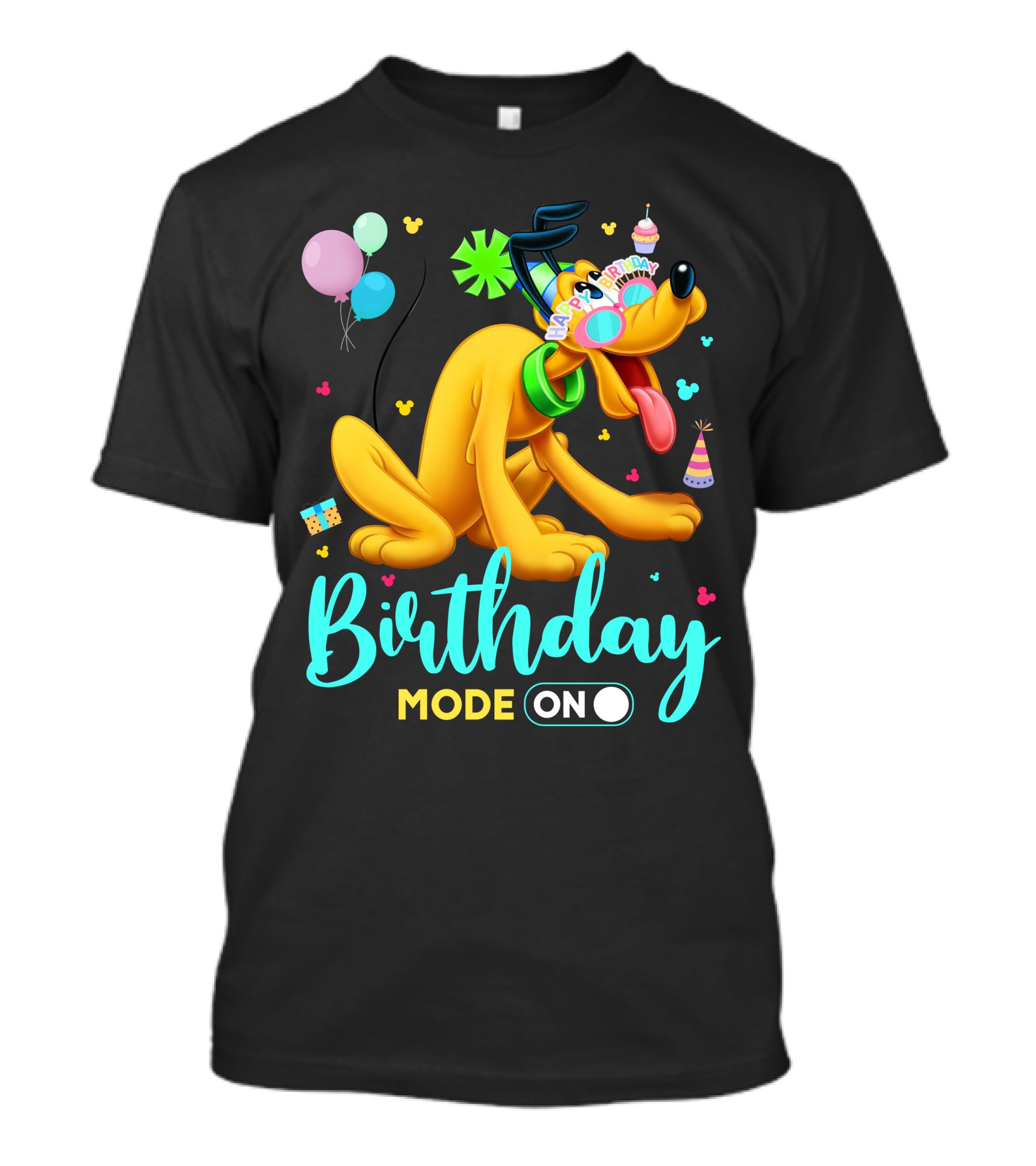 Birthday Mode On Pluto Party Celebration Balloons And Confetti T-Shirt