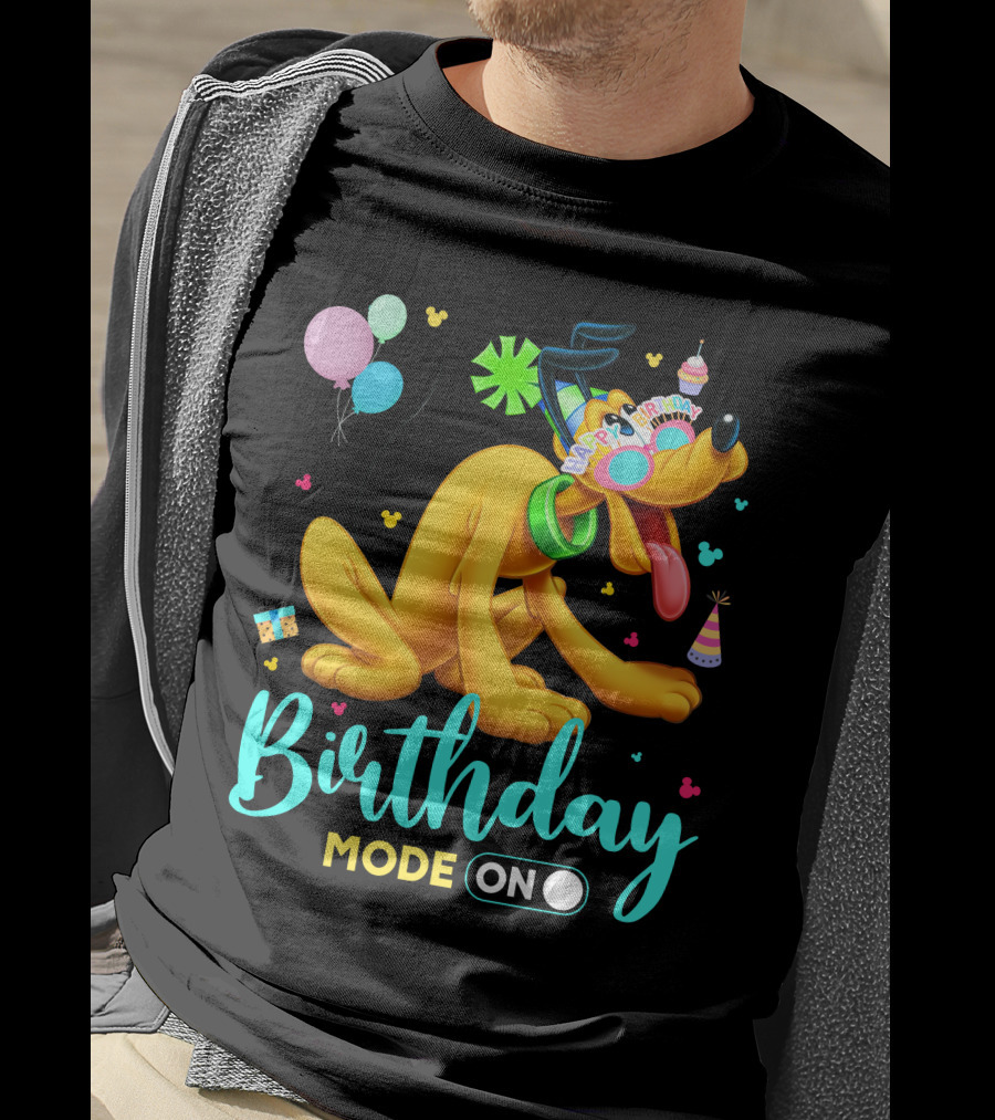 Birthday Mode On Pluto Party Celebration Balloons And Confetti T-Shirt