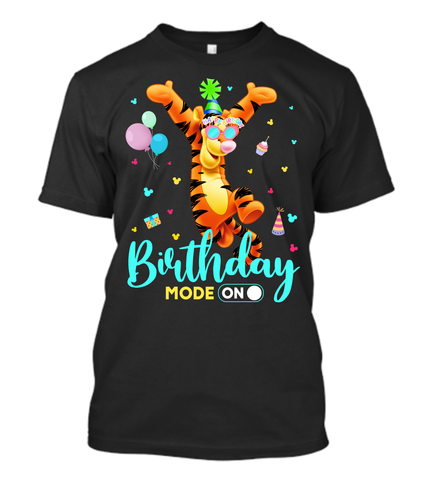 Tigger Birthday Mode On Party Celebration Balloons Cupcake Hat T-Shirt