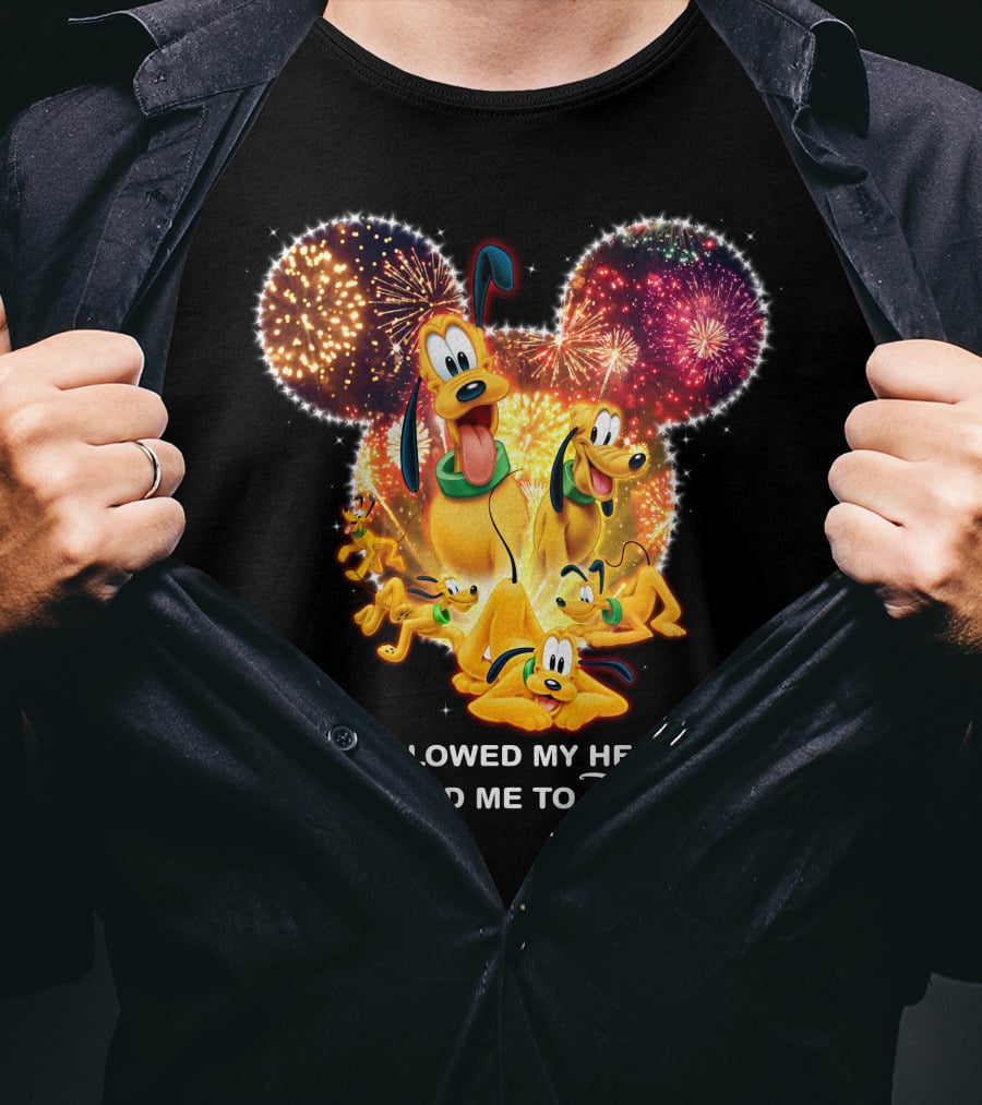 Pluto Fireworks Disney Magic I Followed My Heart T-Shirt