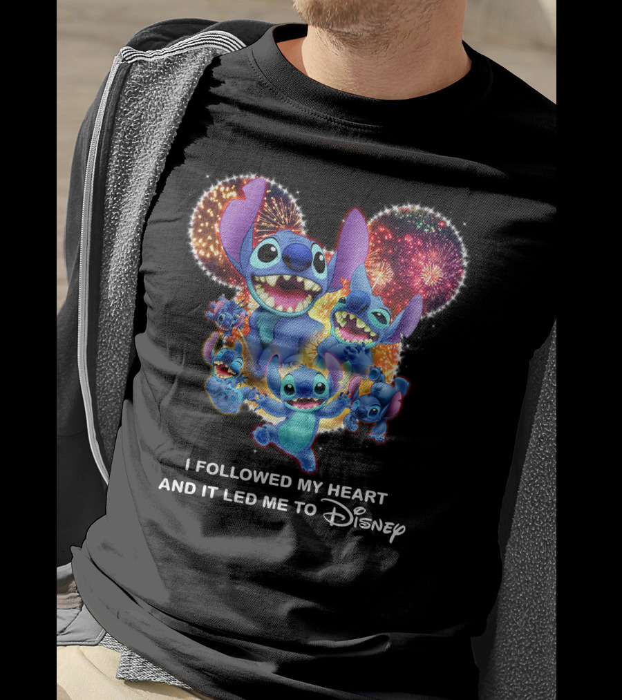 I Followed My Heart And It Led Me To Disney Stitch Fireworks Celebration T-Shirt