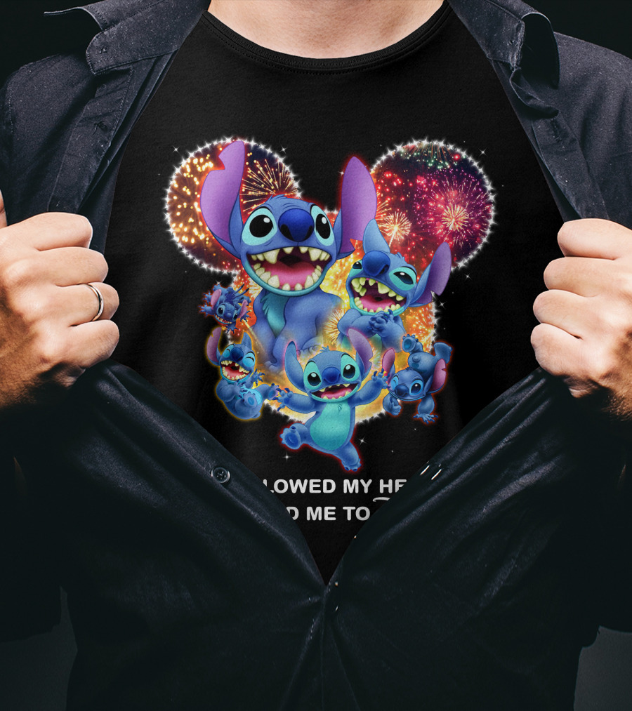 I Followed My Heart And It Led Me To Disney Stitch Fireworks Celebration T-Shirt
