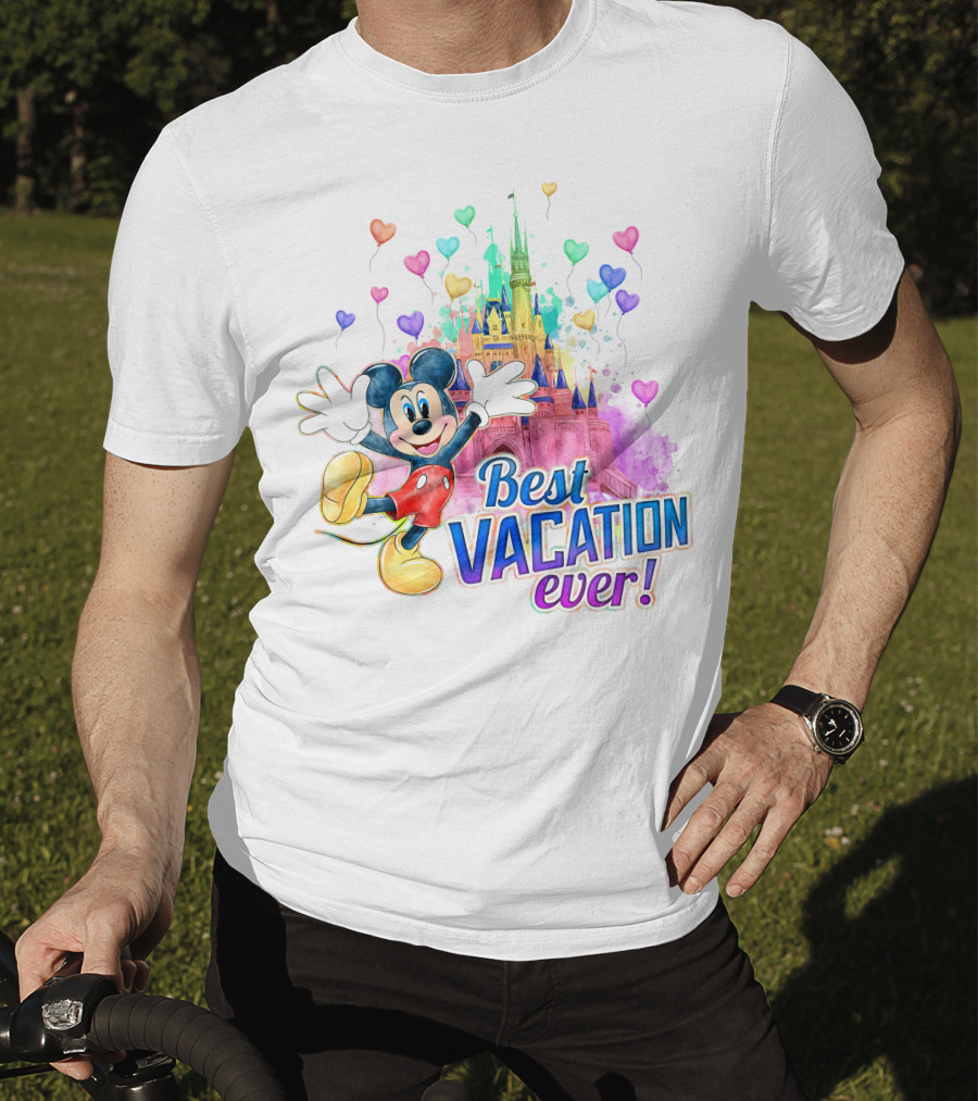 Mickey Best Vacation Ever Colorful Castle Balloons T-Shirt