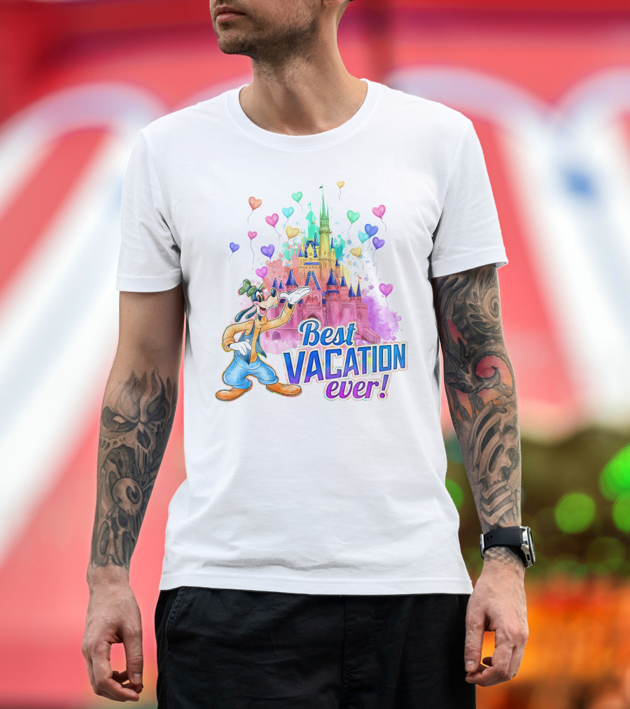 Best Vacation Ever Goofy Disney Castle Balloons T-Shirt