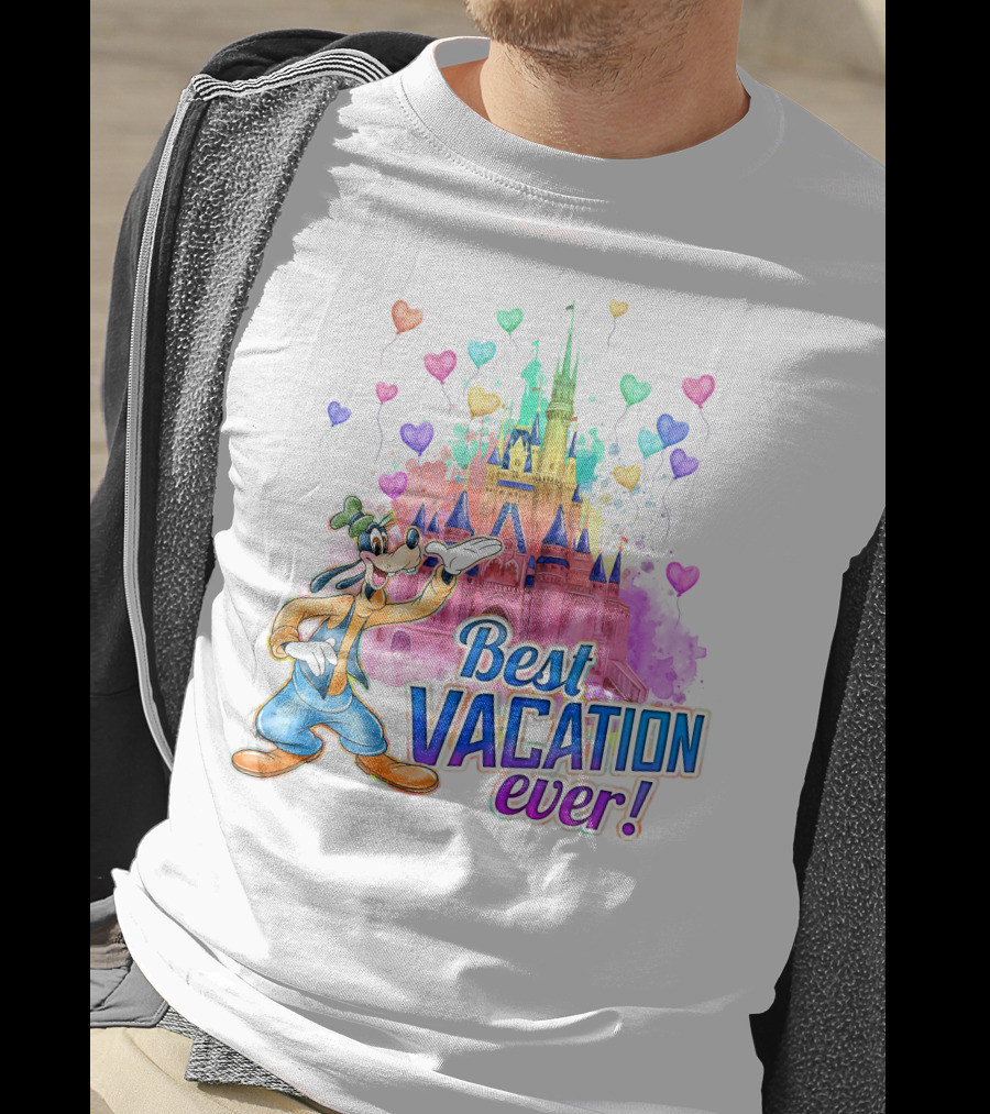 Best Vacation Ever Goofy Disney Castle Balloons T-Shirt
