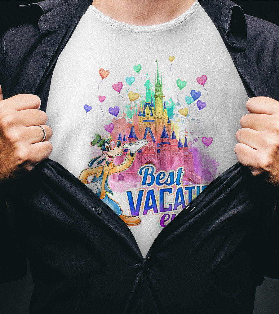Best Vacation Ever Goofy Disney Castle Balloons T-Shirt