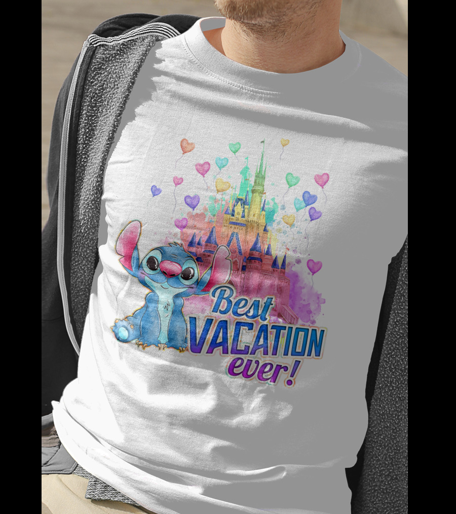 Best Vacation Ever Stitch Castle Balloons T-Shirt