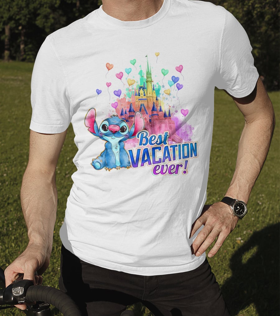 Best Vacation Ever Stitch Castle Balloons T-Shirt