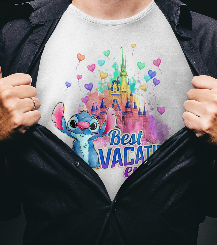 Best Vacation Ever Stitch Castle Balloons T-Shirt