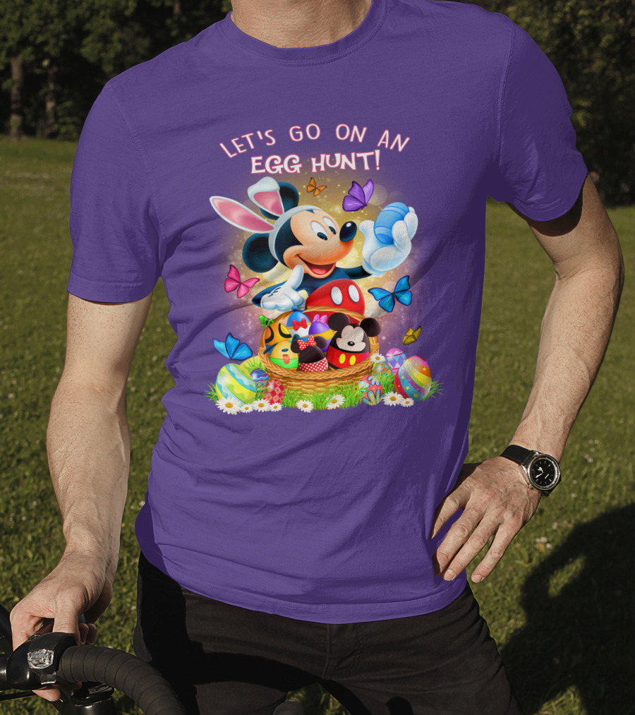 Let's Go On An Egg Hunt Mickey Mouse Easter Basket Butterflies T-Shirt