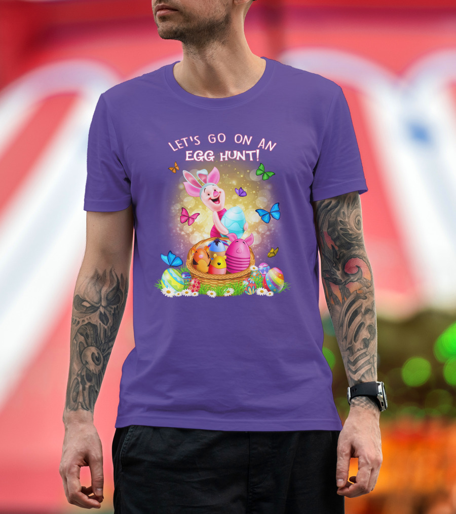 Let's Go On An Egg Hunt Piglet Basket Butterflies Easter T-Shirt
