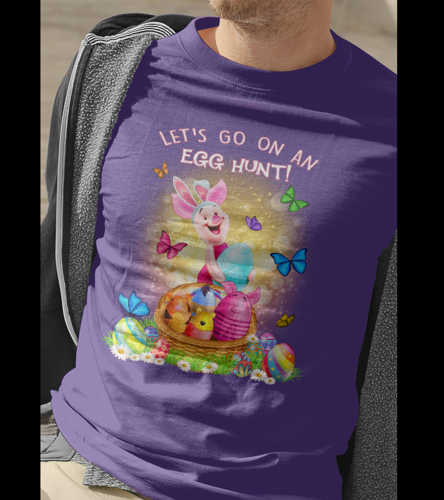 Let's Go On An Egg Hunt Piglet Basket Butterflies Easter T-Shirt