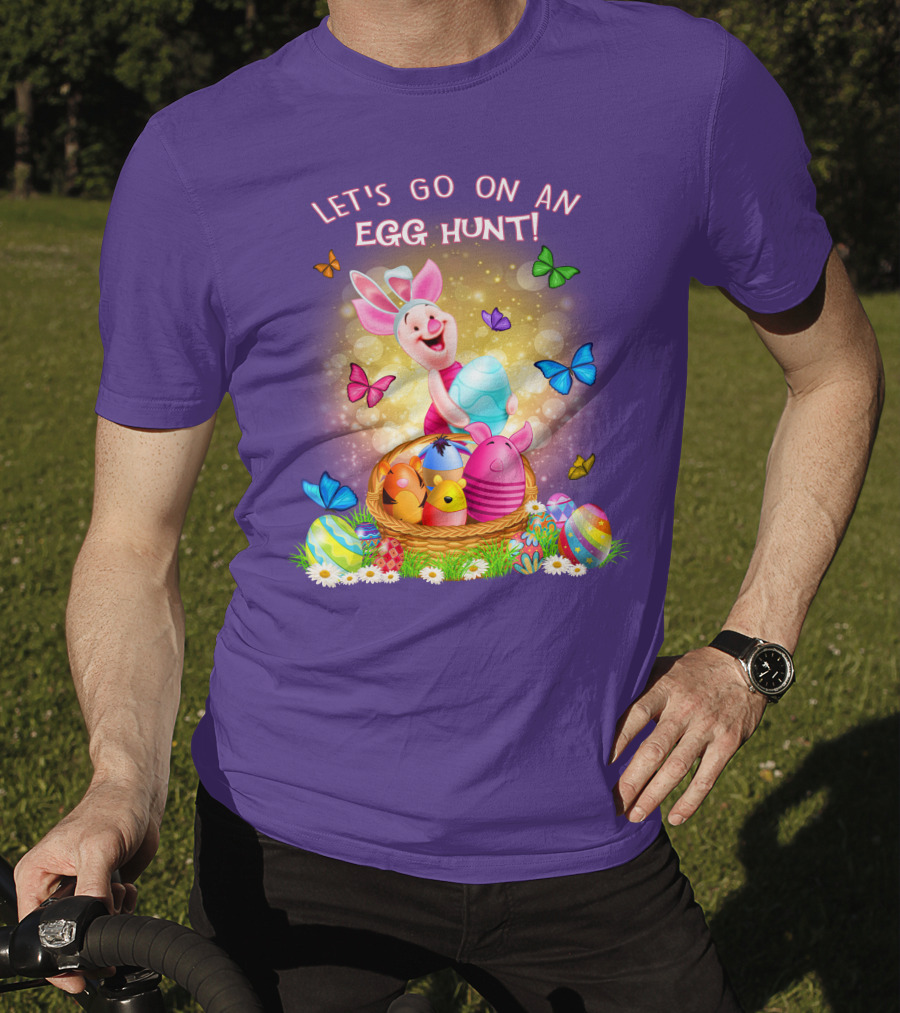 Let's Go On An Egg Hunt Piglet Basket Butterflies Easter T-Shirt