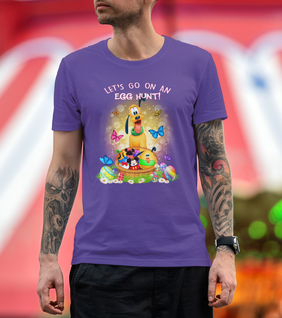 Let's Go On An Egg Hunt Pluto Butterflies Basket Eggs T-Shirt