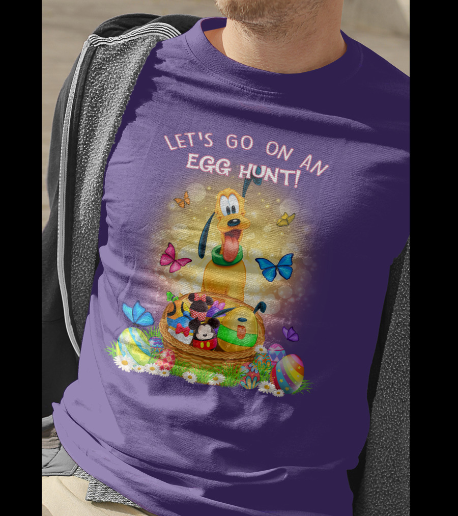 Let's Go On An Egg Hunt Pluto Butterflies Basket Eggs T-Shirt