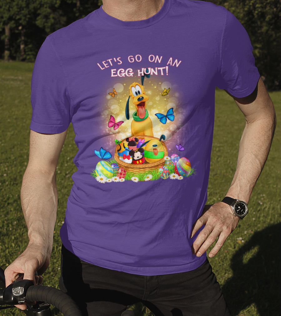 Let's Go On An Egg Hunt Pluto Butterflies Basket Eggs T-Shirt