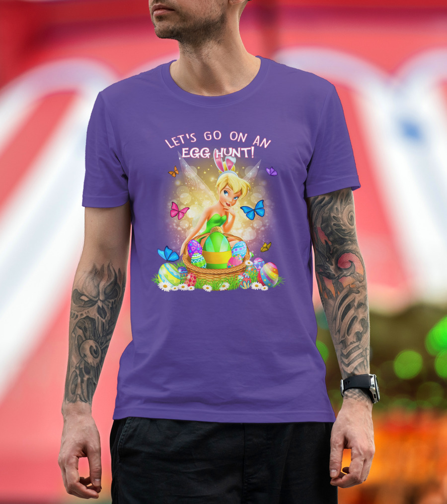 Let's Go On An Egg Hunt Tinkerbell Basket Butterflies T-Shirt