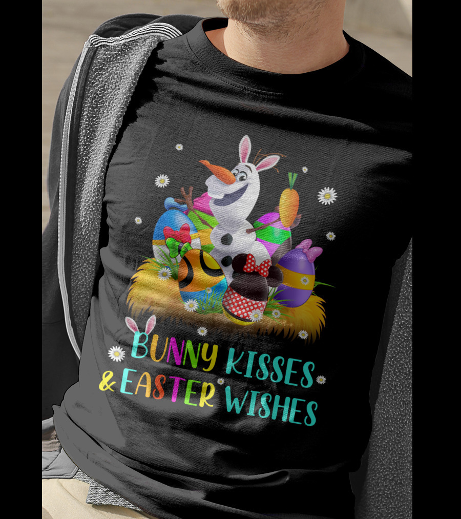 Bunny Kisses & Easter Wishes Olaf With Colorful Eggs And Carrot T-Shirt