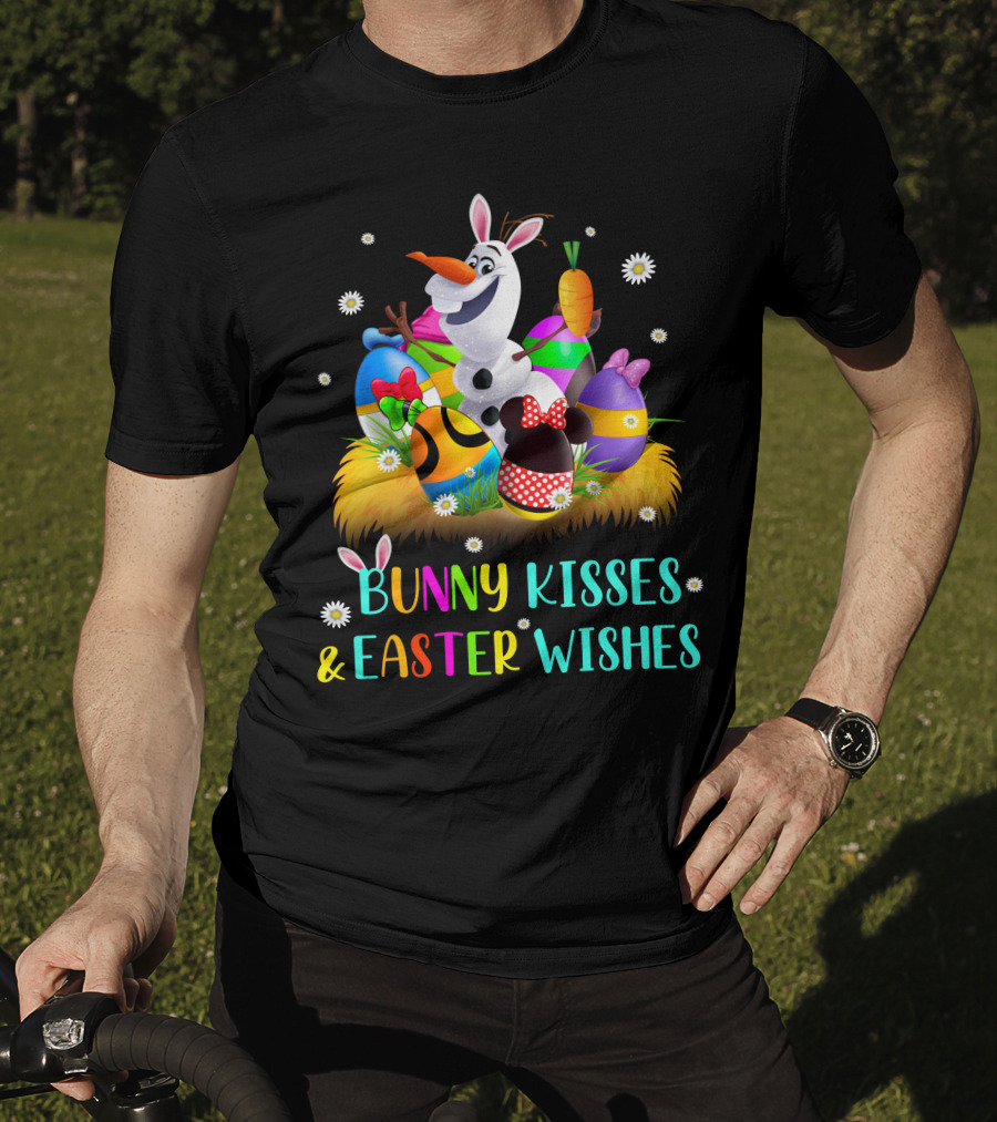 Bunny Kisses & Easter Wishes Olaf With Colorful Eggs And Carrot T-Shirt
