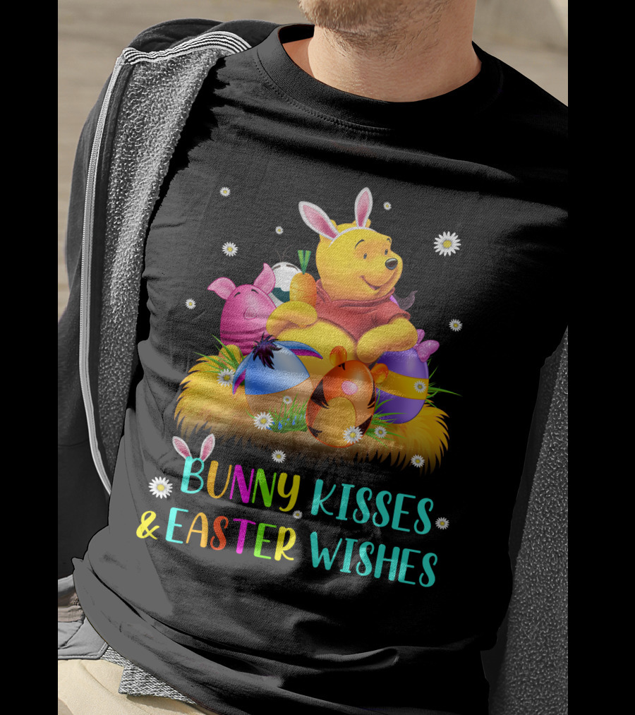Bunny Kisses & Easter Wishes Pooh Egg Hunt Celebration T-Shirt
