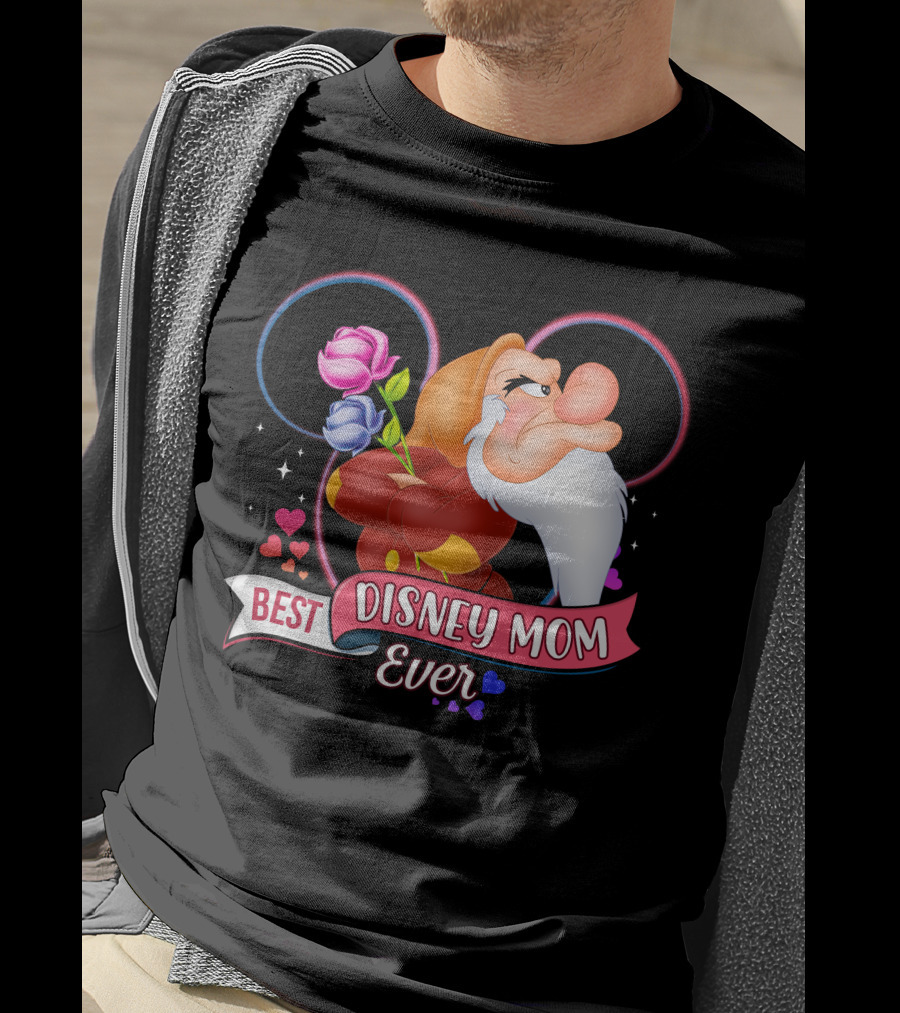 Best Disney Mom Ever Grumpy Roses Hearts Mickey Ears T-Shirt