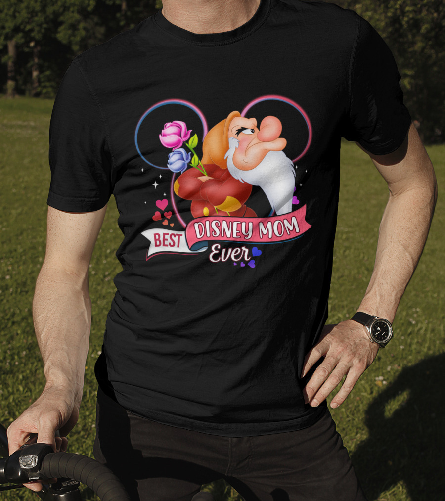 Best Disney Mom Ever Grumpy Roses Hearts Mickey Ears T-Shirt