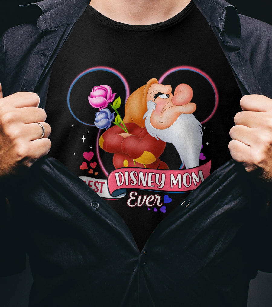 Best Disney Mom Ever Grumpy Roses Hearts Mickey Ears T-Shirt