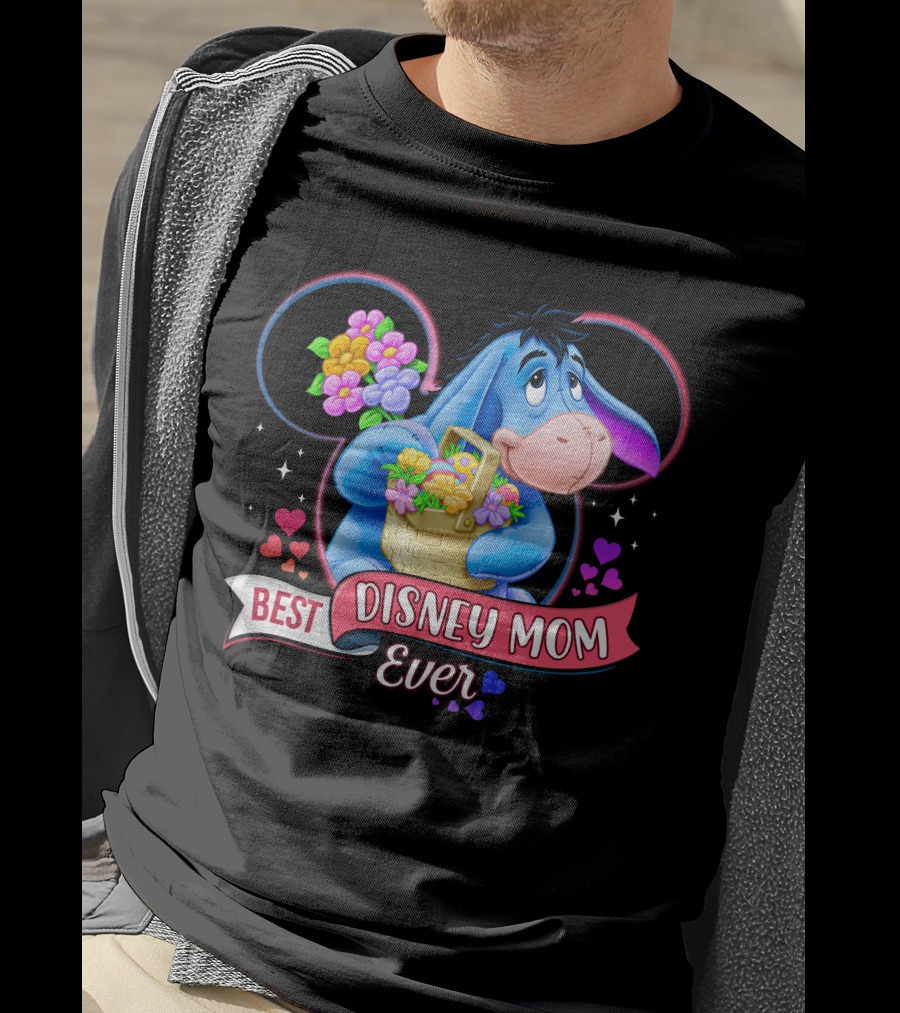 Best Disney Mom Ever Eeyore Flower Basket Mickey Mouse Head T-Shirt